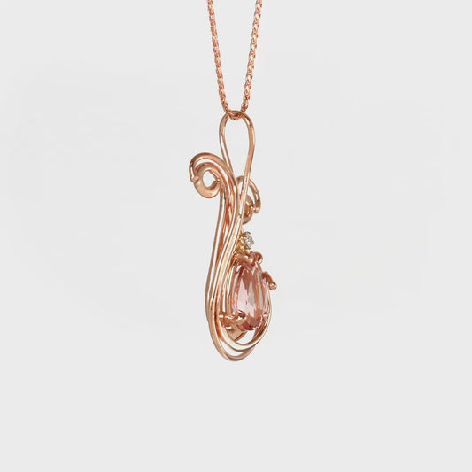 Morganite, Diamond and Rose Gold Necklace