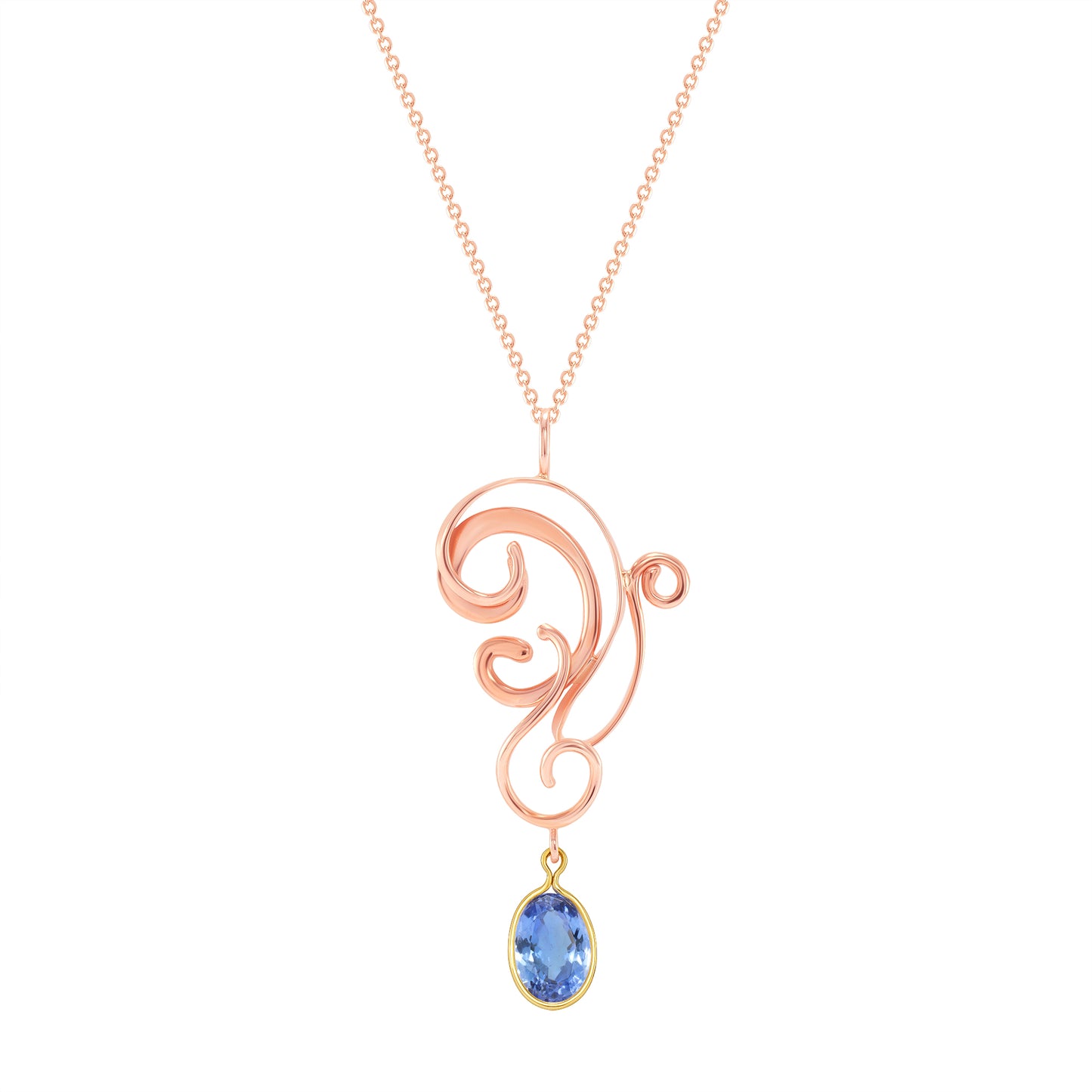 Tanzanite and Rose Gold Dancer Pendant