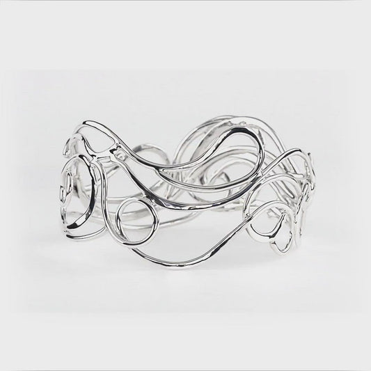 Wide Silver Waterfall Bracelet