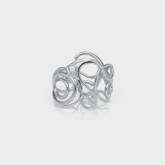 White Gold Waterfall Ring (Wide)