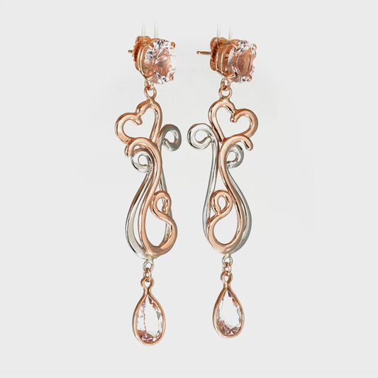 Dancing Heart Earrings with Morganite