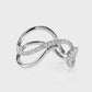 Dancer Stacking Ring in White with White Diamonds