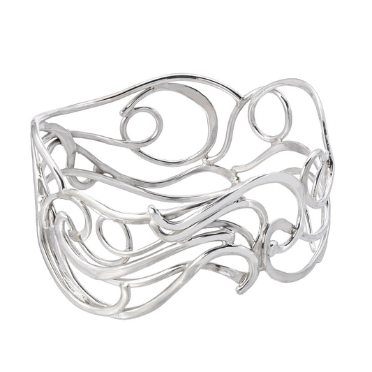 Wide Silver Waterfall Bracelet