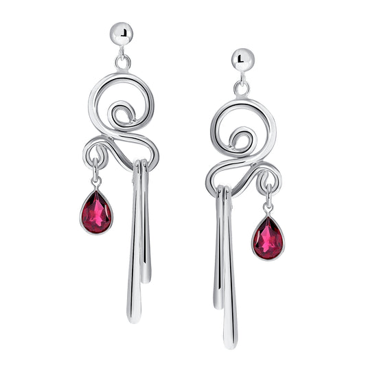 Dancer Earrings #17 in Silver with Garnets