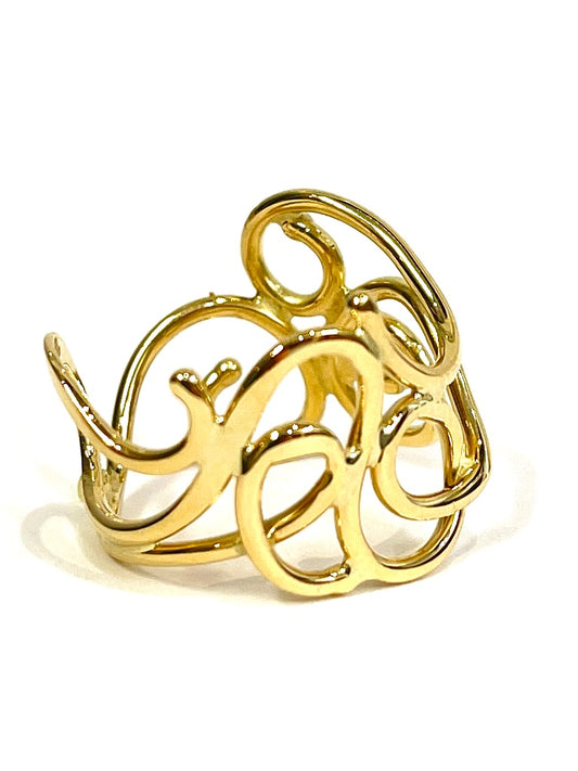 18k Yellow Gold Waterfall Ring (Wide)