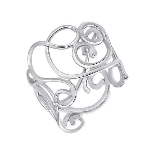 White Gold Waterfall Ring (Wide)