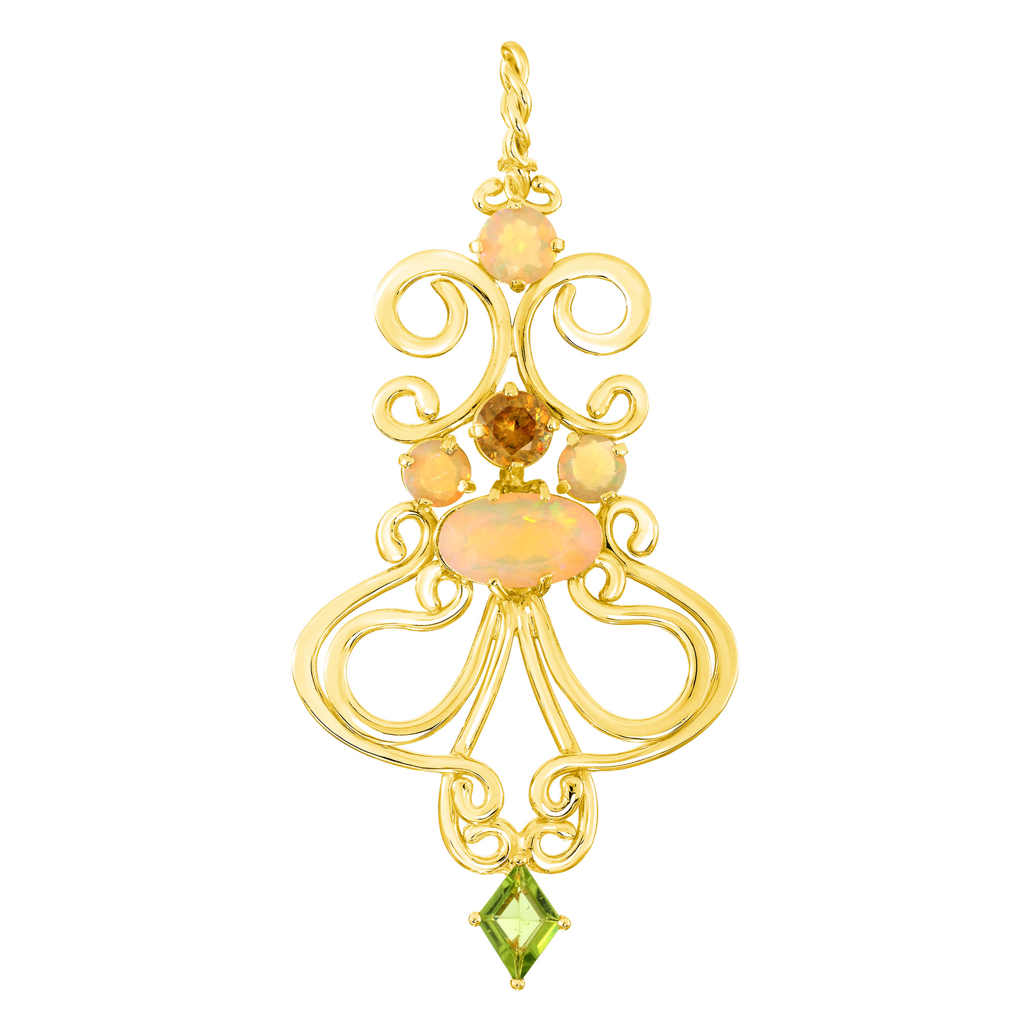 Opal, Sphene and Peridot Pendant