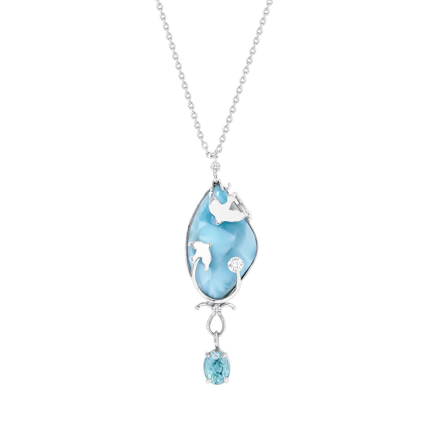 Two Birds in Larimar Sky Necklace