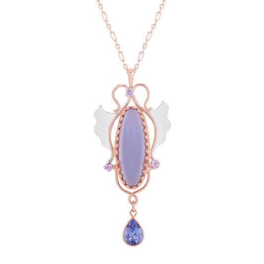 Chalcedony, Tanzanite and Pink Sapphire Necklace