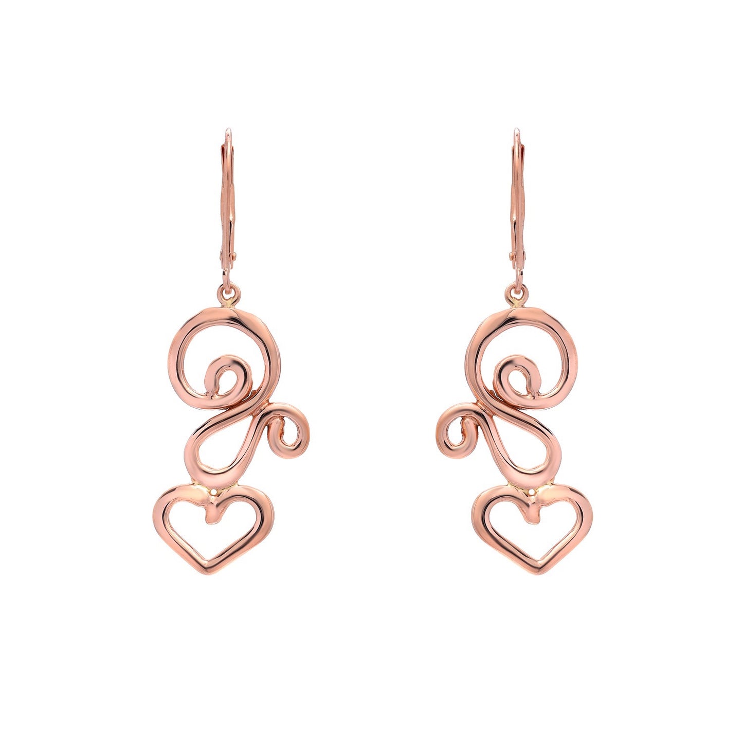 Pink Swirl Dancing Hearts Earrings