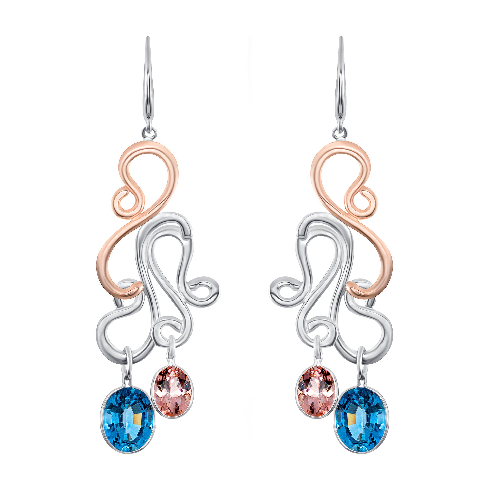 Dancer Earrings #18 with Topaz and Kunzite