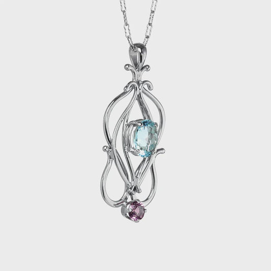 Aquamarine and Garnet Necklace