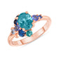 Natural Blue Zircon and Sapphire Cluster Ring