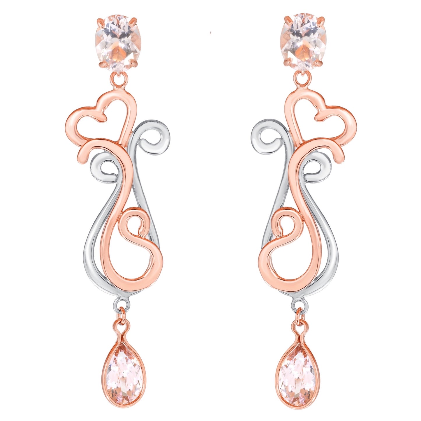 Dancing Heart Earrings with Morganite