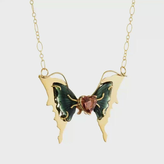 Tourmaline Heart With Wings Butterfly