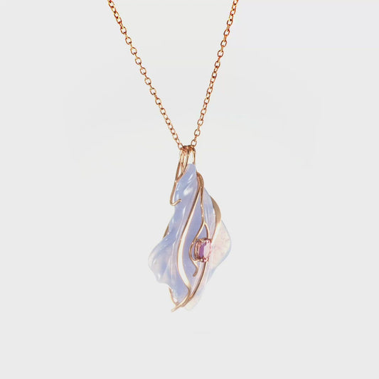 Lavender Chalcedony and Tourmaline Pendant