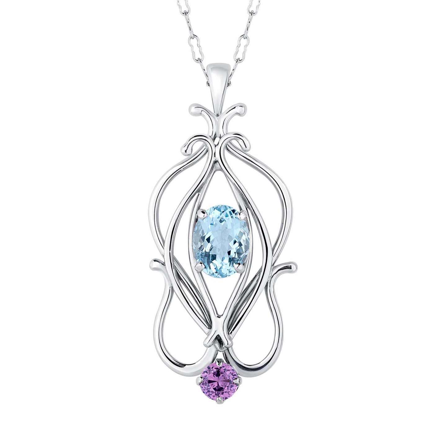 Aquamarine and Garnet Necklace