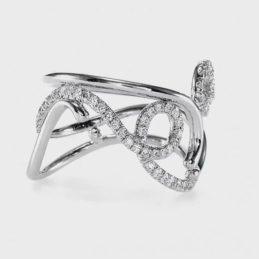 Dancer Stacking Ring in White with White Diamonds
