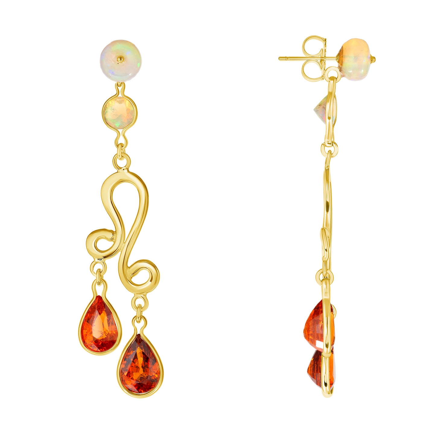 Spessartite and Opal Dancer Earrings