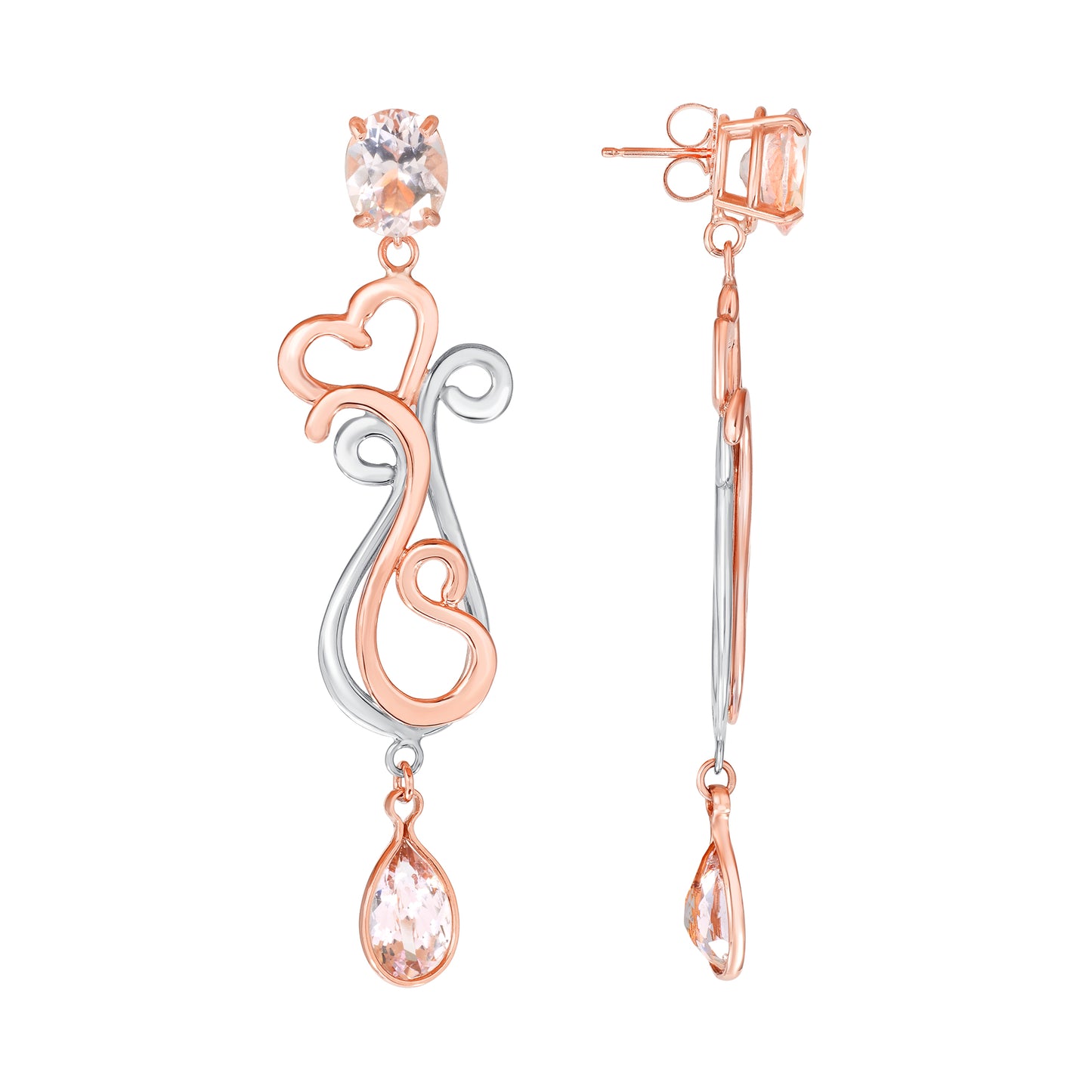 Dancing Heart Earrings with Morganite