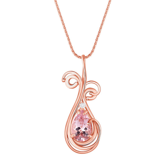 Morganite, Diamond and Rose Gold Necklace