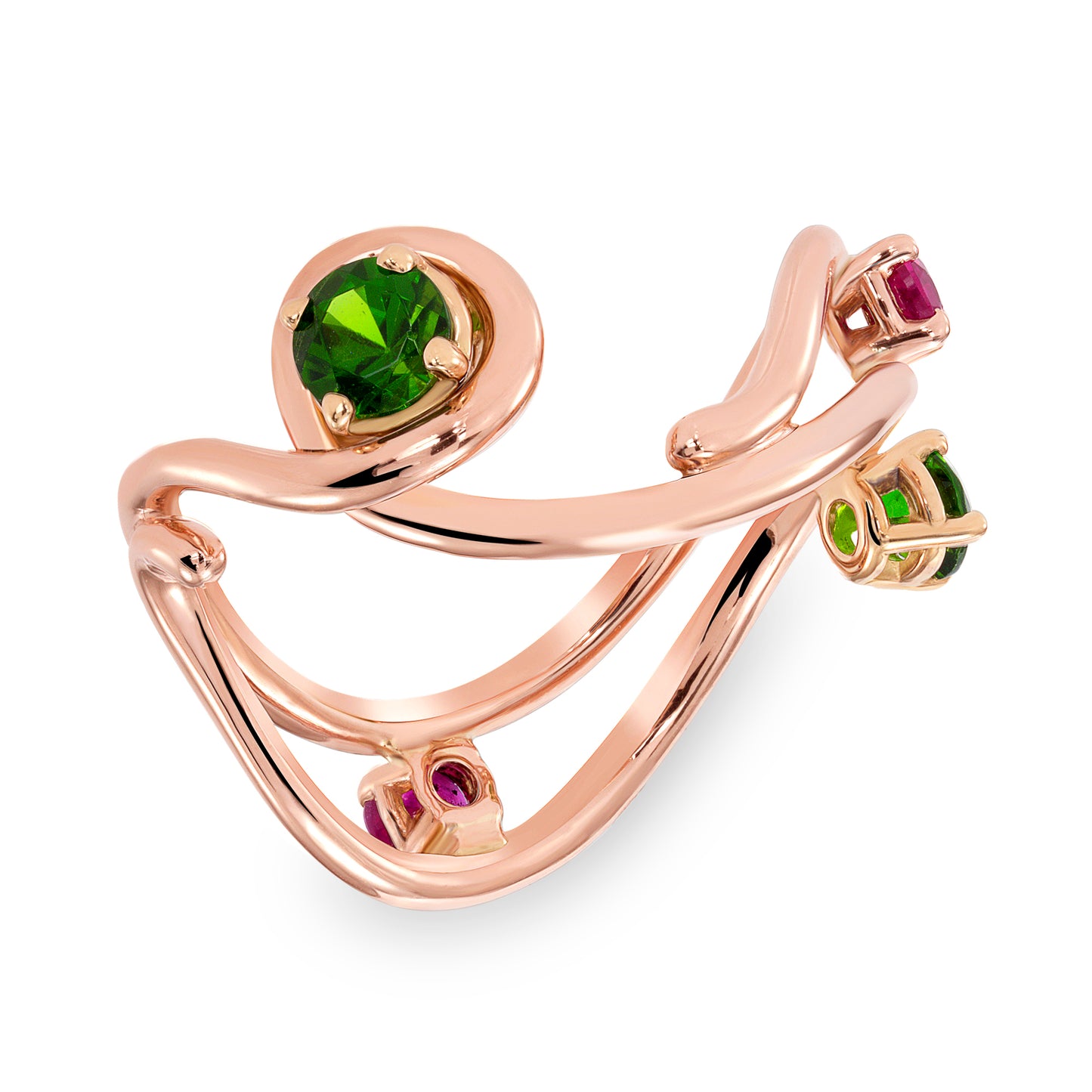 Ruby and Tsavorite Stacking Ring Set