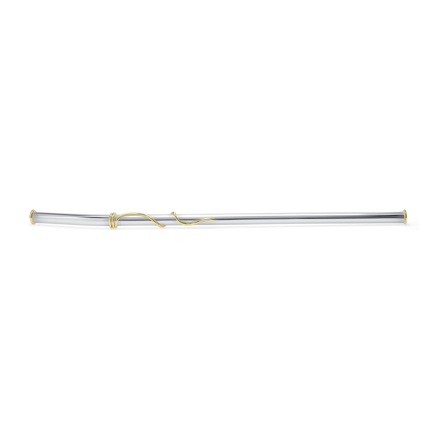 18K Yellow Gold and Silver Art Nouveau Drinking Straw