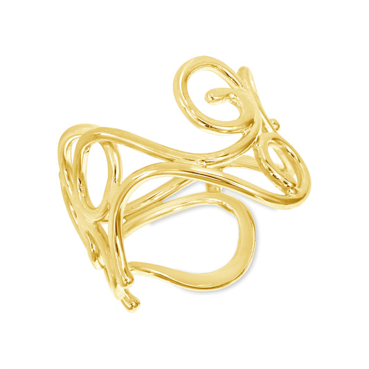 18k Yellow Gold Waterfall Ring (Wide)