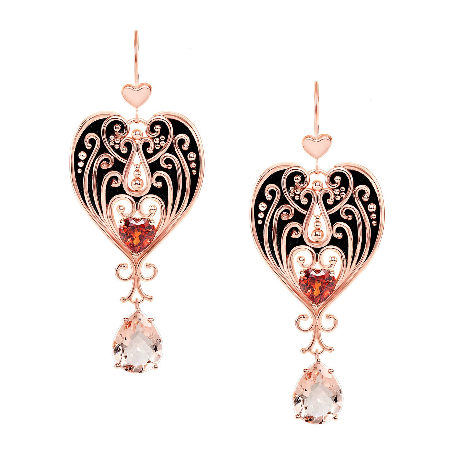 Adelaide Earrings with Morganite and Garnet