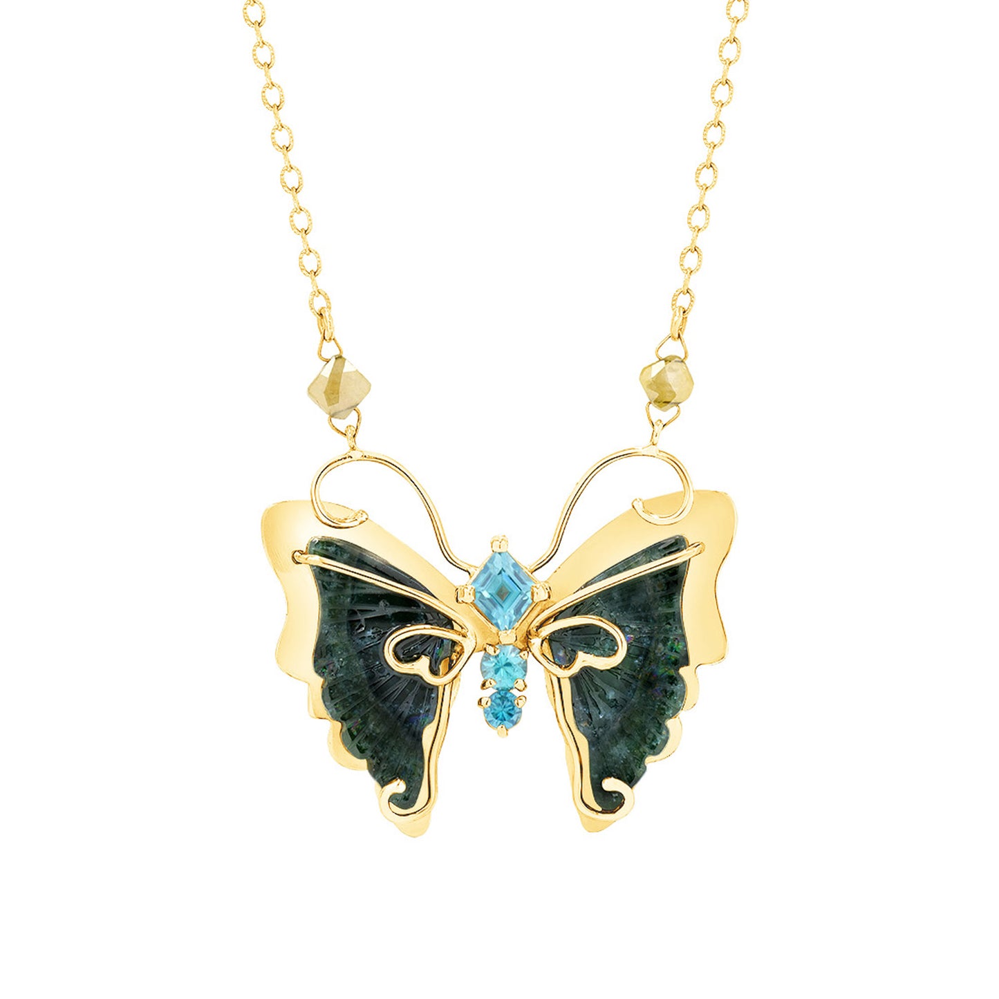 Butterfly Necklace with Tourmaline, Zircon and Diamonds