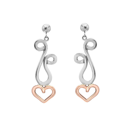 Pink and Silver Dancing Hearts Earrings (small)