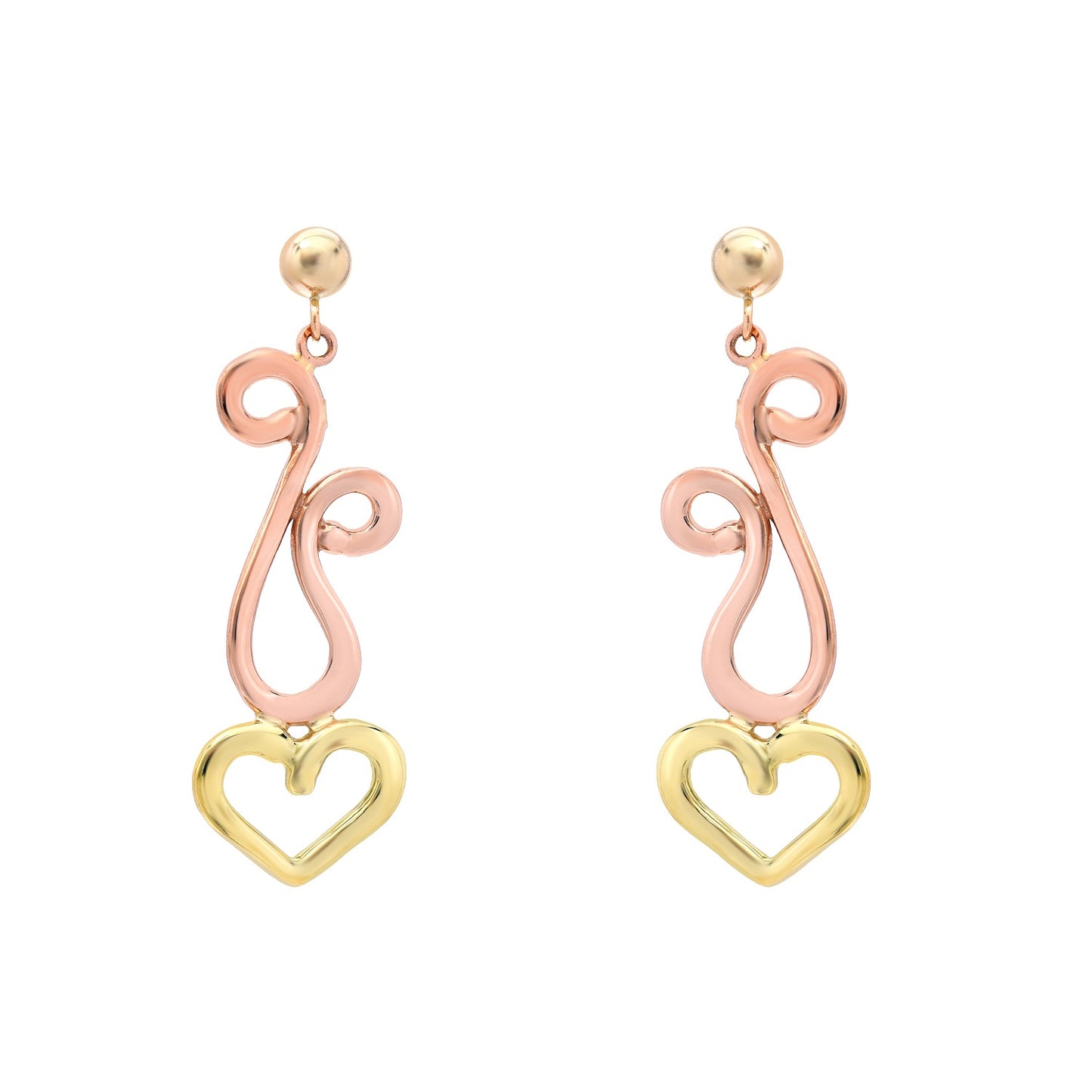 Pink and Green Dancing Hearts Earrings (small)