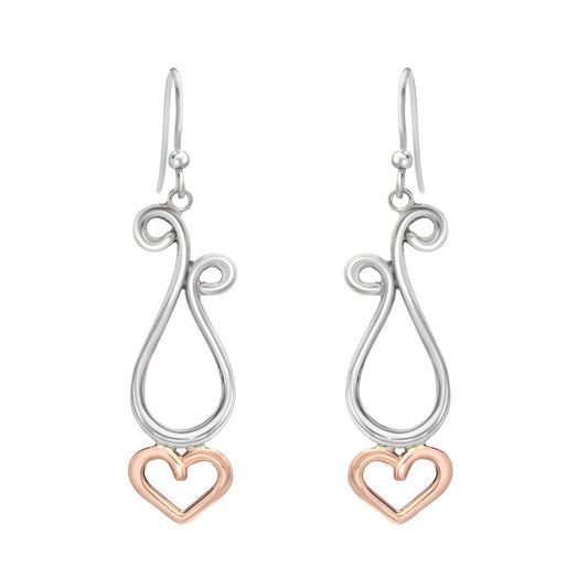 Pink and Silver Dancing Hearts Earrings (Large)