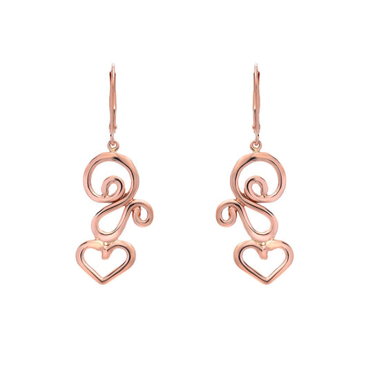Pink Swirl Dancing Hearts Earrings