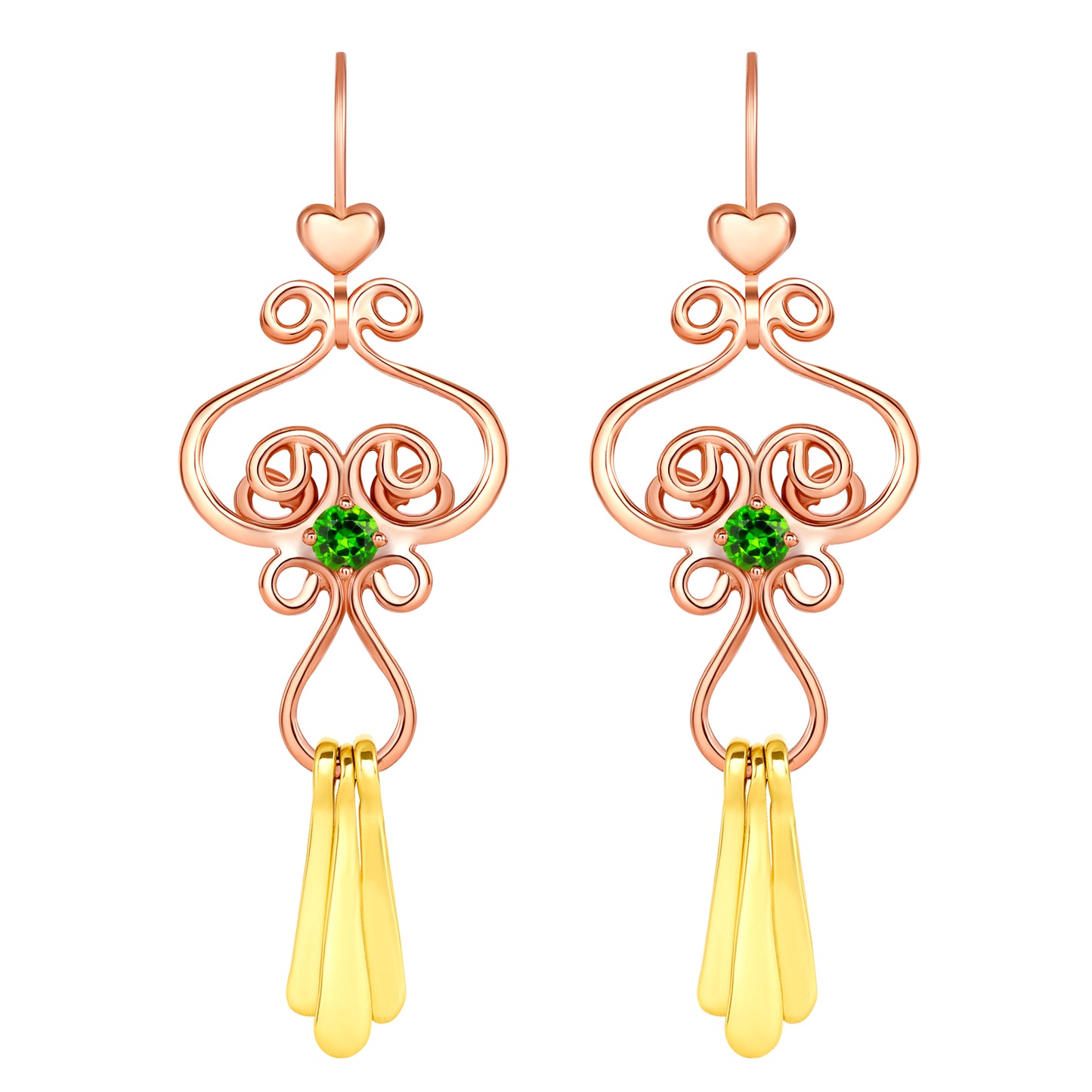 Pink and Green Snowflake Earrings