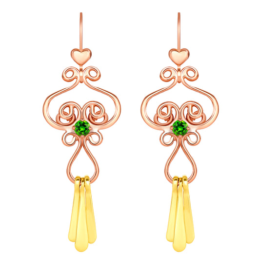 Pink and Green Snowflake Earrings