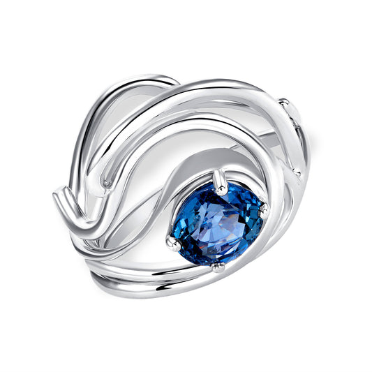 Sapphire Wave Wedding Ring Set