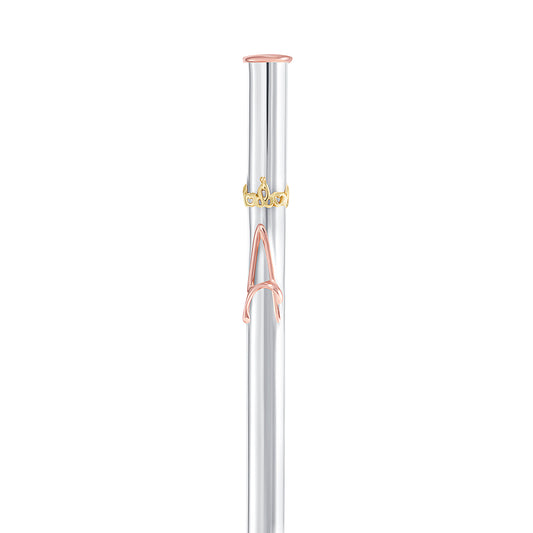 Gold and Silver Monogram Cocktail Straw with Crown